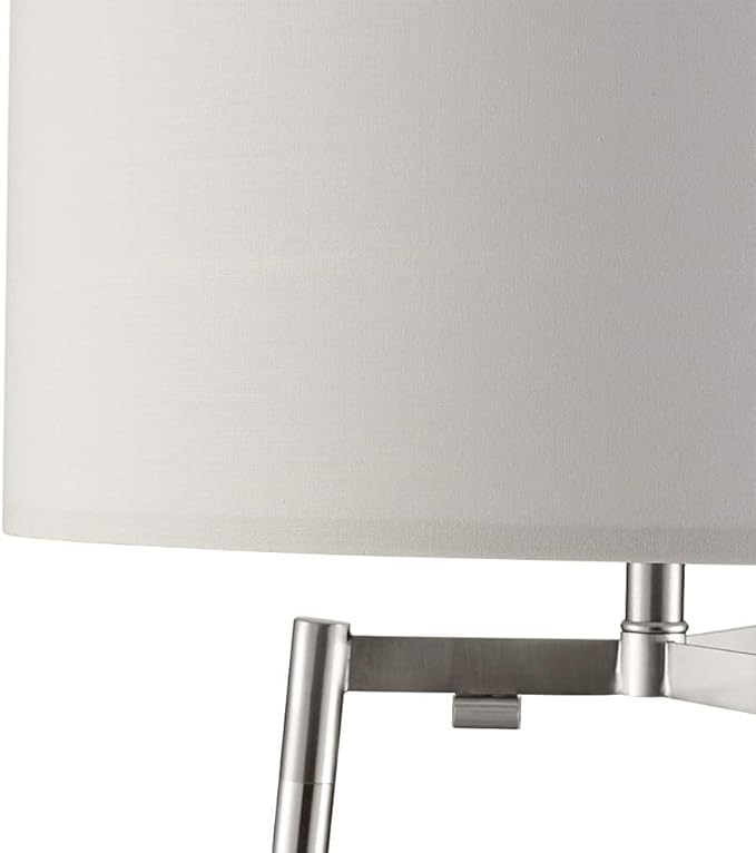 Floor Lamp, Standing Reading Light with Faux Marble Shelves and Fabric Shade, Modern Tall Pole Lamp, Accent Furniture Décor Lighting for Living Room, Bedrooms Silver - LeafyLoom