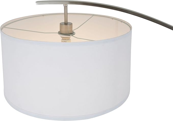 71.5'' Tall Arched Floor Lamp with White Drum Shade and Unique Black Wood Pole with Metal Base (99JM1042F) - LeafyLoom