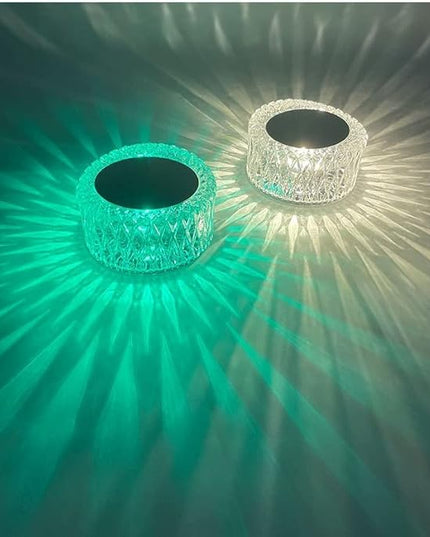 Portable Crystal LED Table Lamp, 3-Levels Brightness Desk Lamp, 3 Color Touch Control Rechargeable Lamp, Night Light, Bedside Lamp,Dining Room Lamp (16 Color) - LeafyLoom