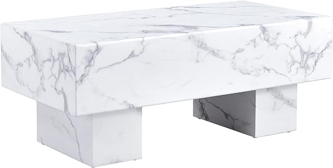 NicBex 43.3Inch Rectangular Dining Table,Minimalist Kitchen Table with White Patterns Tabletop for 4 to 6,Leisure Coffee Table for Kitchen,Small Space,Apartments and Living Room,Space-Saving,White - LeafyLoom