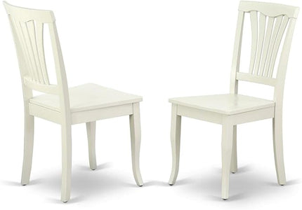 East West Furniture DLAV3-LWH-W 3 Piece Dining Table Set for Small Spaces Contains a Round Dining Room Table with Dropleaf and 2 Wood Seat Chairs, 42x42 Inch, Linen White - LeafyLoom