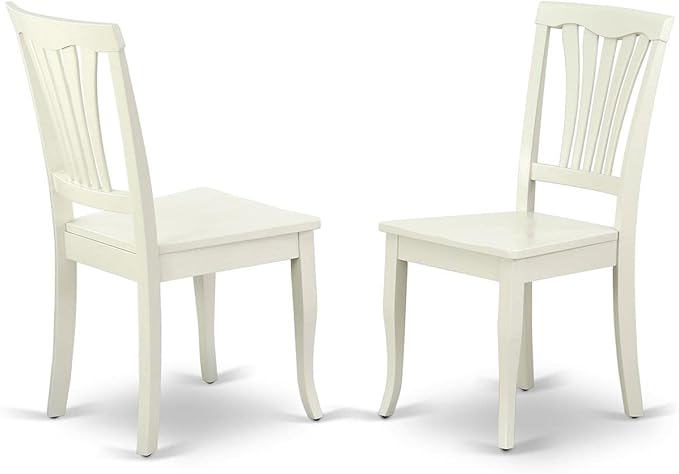 East West Furniture DLAV3-LWH-W 3 Piece Dining Table Set for Small Spaces Contains a Round Dining Room Table with Dropleaf and 2 Wood Seat Chairs, 42x42 Inch, Linen White - LeafyLoom