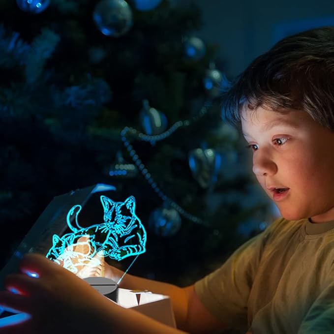 Pet Cat lamps 3D Cat Night Light Pet Cat Optical Illusion Nightlights Cat 3D Lamp 16 Colors Remote Control Perfect Cat Gifts Christmas Gifts Birthday Gift for Children Girls boys Room decor - LeafyLoom