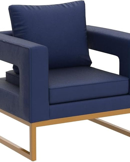 Roundhill Furniture Lenola Upholstered Accent Arm Chair, Blue 29.75D x 27.5W x 34.5H Inch - LeafyLoom