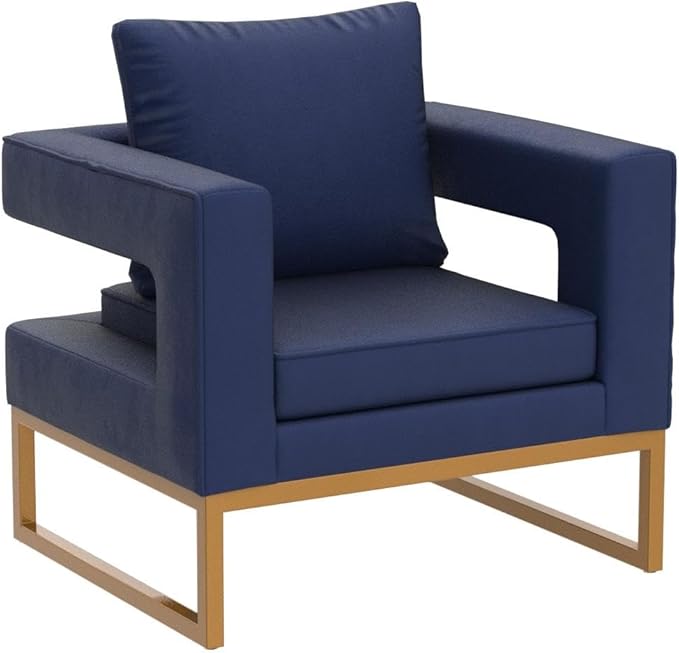 Roundhill Furniture Lenola Upholstered Accent Arm Chair, Blue 29.75D x 27.5W x 34.5H Inch - LeafyLoom