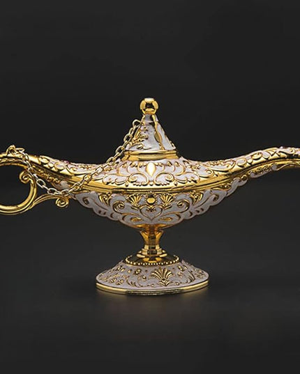 Classic Vintage Collectable Rare Legend Aladdin Magic Genie Costume Lamp Home Table Decoration & Gift, Golden White - LeafyLoom