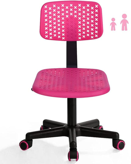 Desk Chair Armless Cute Office Chair, Low Back Rolling Home Office Task Chair Adjustable Swivel Study Chair for Girls Teens Adults Children Kids, Pink - LeafyLoom
