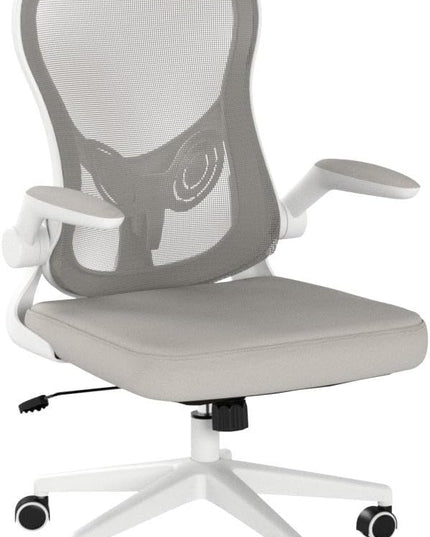 Hbada Office Chair Ergonomic Desk Chair, Office Desk Chairs with PU Silent Wheels, Breathable Mesh Computer Chair with Adjustable Lumbar Support, Flip-up Armrests, Tilt Function, Grey - LeafyLoom