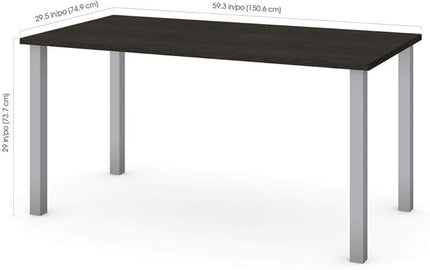 Bestar Universel Table Desk with Square Metal Legs, 60W x 30D, Deep Grey - LeafyLoom