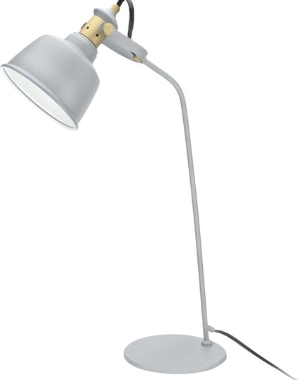 Aspen Creative 40101, 24" High Modern Desk, Cement Grey Finish with Metal Lamp Shade, 14 3/8" Wide - LeafyLoom