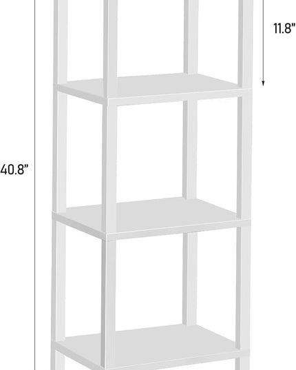 TUTOTAK Bookshelf, 4-Tier Tall Book Shelf, Narrow Bookcase for Small Space, DIY Stackable Bookshelf, for Living Room, Office, Study, Entryway, Industrial, White BS01BW004 - LeafyLoom