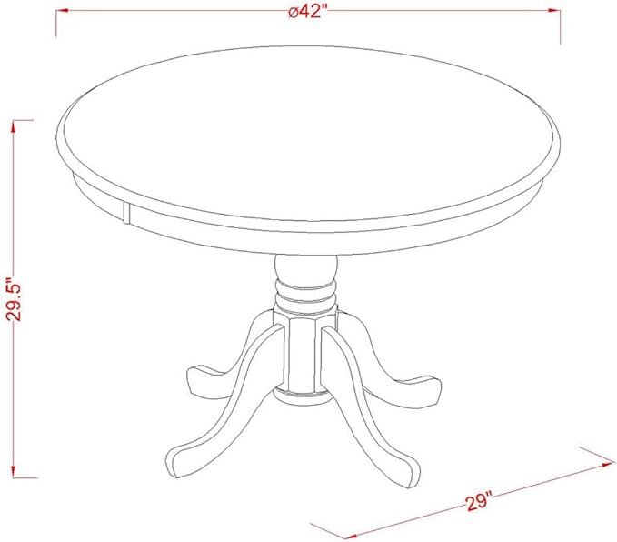 East West Furniture HLML5-MAH-C 5 Piece Dining Table Set for 4 Includes a Round Kitchen Table with Pedestal and 4 Linen Fabric Dining Room Chairs, 42x42 Inch, Mahogany - LeafyLoom