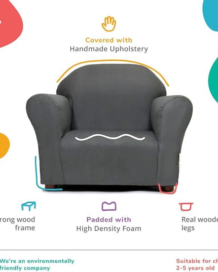 Keet Microsuede Children's Chair, Roundy, Charcoal 24x18x18 Inch (Pack of 1) - LeafyLoom
