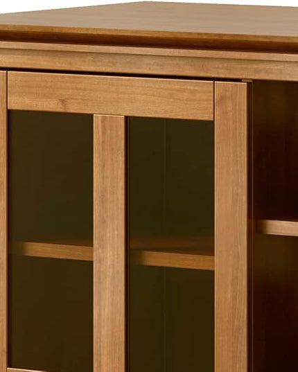 SIMPLIHOME Artisan SOLID WOOD Universal TV Media Stand, 53 inch Wide, Contemporary, Living Room Entertainment Center, Storage Shelves and Cabinets, for Flat Screen TVs up to 60 inches in Honey Brown - LeafyLoom