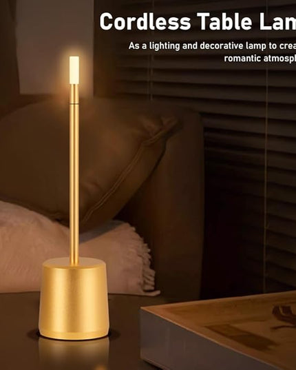 Portable LED Metal Table Lamp - 3 Level Brightness Touch Control Desk Lamps for Bedroom Nightstand,Rechargeable Battery - Ideal Bedside Lamp for Bedroom Nightstand - LeafyLoom