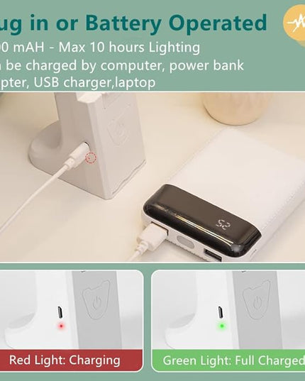 LED Double Head Desk Lamp with Large Lighting Range, Portable Small Battery Operated Rechargeable Light for Kids,Reading,Studying,Home,Office,Dormitory,Pink - LeafyLoom