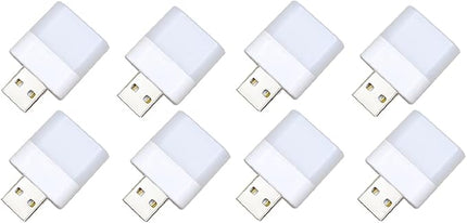USB Lights by Night，Plug in LED Mini Bulb，Flexible LED Ambient Light ，Emergency Lighting，Compact，Ideal for Bedroom，Bathroom，Nursery，Hallway，Outdoor Camping，Reading(8PCS,Warm White)(Yellow) - LeafyLoom