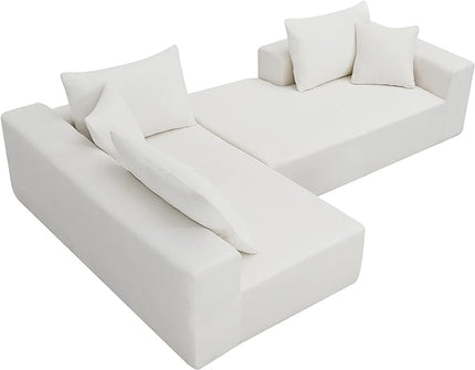 L-Shape Sectional Sofa, Modular Living Room Furniture Set, 109" Modern Minimalist Style Upholstered 4 Seater Chenille Couch for Office, Studio, Salon, Apartment - LeafyLoom