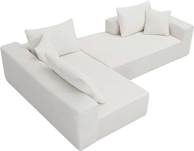 L-Shape Sectional Sofa, Modular Living Room Furniture Set, 109" Modern Minimalist Style Upholstered 4 Seater Chenille Couch for Office, Studio, Salon, Apartment - LeafyLoom