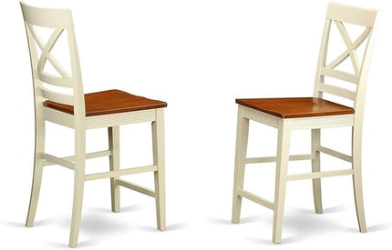 East West Furniture EDQU5-WHI-W Eden 5 Piece Kitchen Counter Set Includes a Round Room Table with Pedestal and 4 Dining Chairs, 30x30 Inch, Buttermilk & Cherry - LeafyLoom