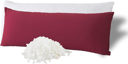 WhatsBedding Memory Foam Body Pillow with Breathable Zippered Cotton Cover, Full Body Pillow for Adults, Long Pillow for Sleeping, Firm Body Pillow Fluffy Supportive, Burgundy Red - LeafyLoom