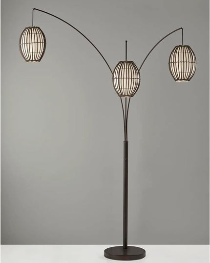 Adesso 4026-26 Maui Arc Lamp, 82 in., 3x60W Incandescent,13 CFL, Antique Bronze, 1 Floor Lamp - LeafyLoom