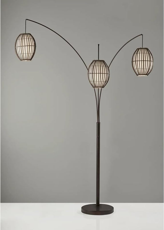 Adesso 4026-26 Maui Arc Lamp, 82 in., 3x60W Incandescent,13 CFL, Antique Bronze, 1 Floor Lamp - LeafyLoom