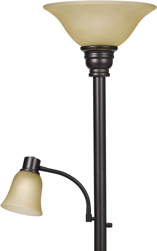 Catalina Lighting 18223-002 Transitional Uplight Floor Lamp with Reading Light, Standing Lamp, Living Room Light, LED Bulb NOT Included,71", Dark Bronze - LeafyLoom