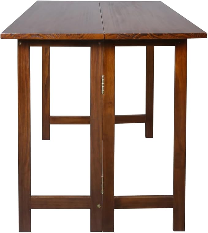 Casual Home Solid Wood Folding Convertible Dining Console Table, 40" W x 28" D x 30" H, Warm Brown - LeafyLoom