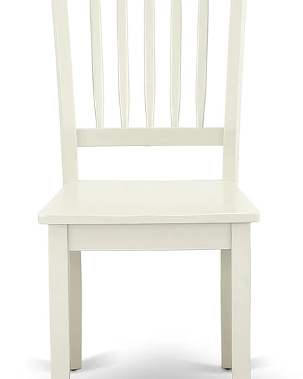 East West Furniture SUDA5-LWH-W 5 Piece Dining Room Furniture Set Includes a Round Kitchen Table with Dropleaf & Shelves and 4 Dining Chairs, 42x42 Inch, Linen White - LeafyLoom