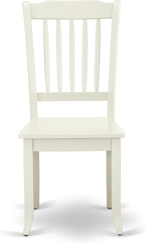 East West Furniture SUDA5-LWH-W 5 Piece Dining Room Furniture Set Includes a Round Kitchen Table with Dropleaf & Shelves and 4 Dining Chairs, 42x42 Inch, Linen White - LeafyLoom