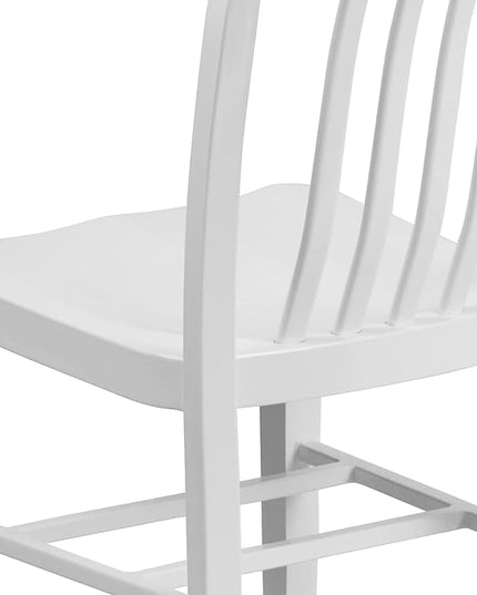 Flash Furniture Commercial Grade White Metal Indoor-Outdoor Chair - LeafyLoom