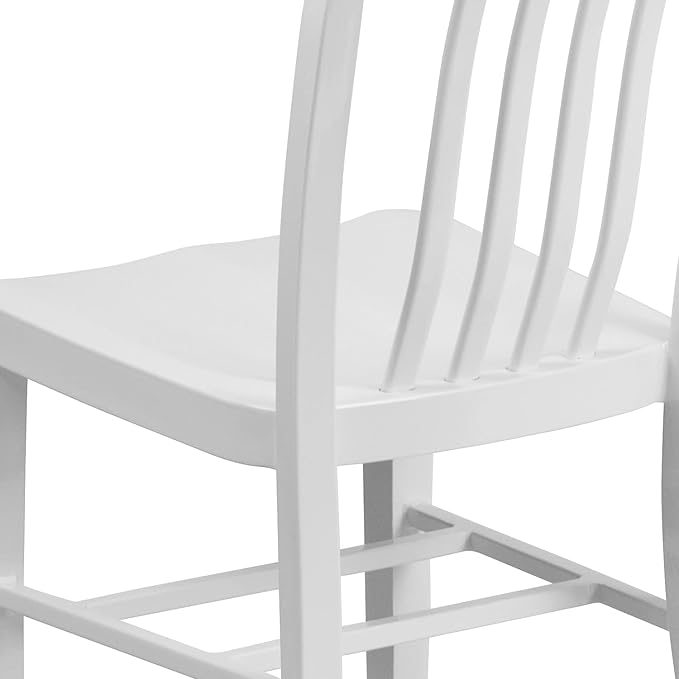 Flash Furniture Commercial Grade White Metal Indoor-Outdoor Chair - LeafyLoom