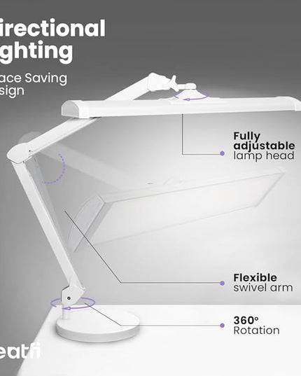 Neatfi 3,500 Lumens Ultra Task Lamp, 26 Inches Metal Lamp, Dimmable, 45W Super Bright LED Desk Lamp, 270 Pcs SMD LEDs (Non-CCT with Base, White) - LeafyLoom