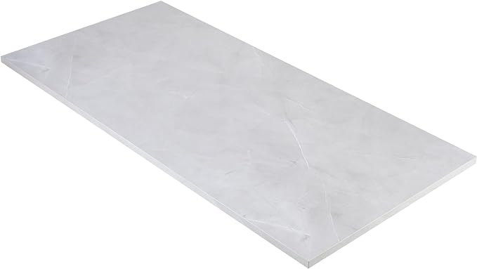 Kaboon Universal Tabletop 55"x27.5", Solid One-Piece Melamine Table Top, Double Desk L-Desk DIY, Home and Office Countertop, White Rock - LeafyLoom