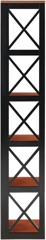 Convenience Concepts Oxford 5 Tier Corner Bookcase, Cherry / Black - LeafyLoom