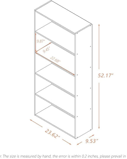 Basic Open Shelf Bookcase - 5-Tier Wooden Cube Storage Shelves Split Bookshelf, White - LeafyLoom