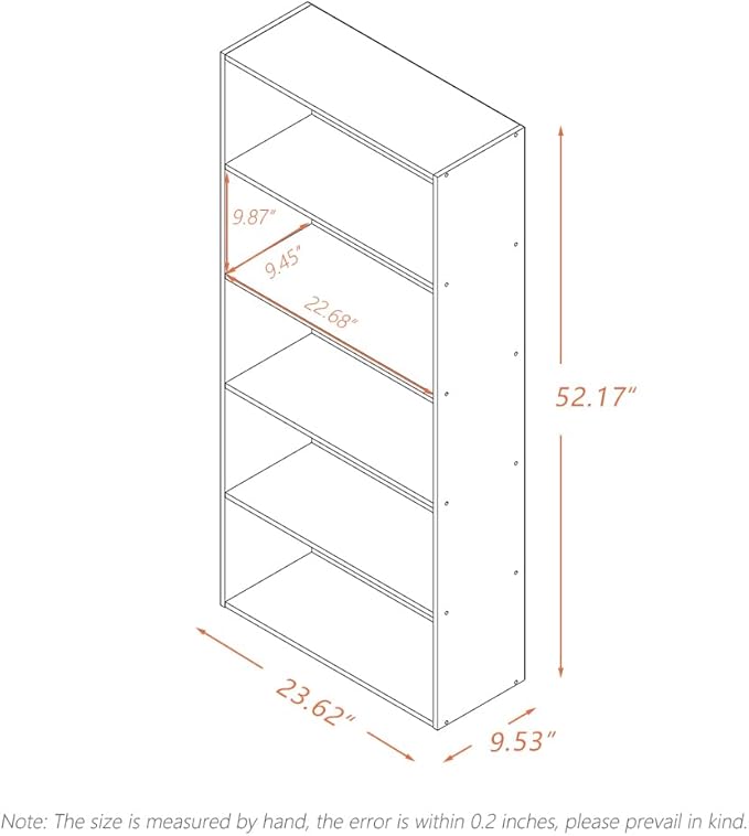 Basic Open Shelf Bookcase - 5-Tier Wooden Cube Storage Shelves Split Bookshelf, White - LeafyLoom