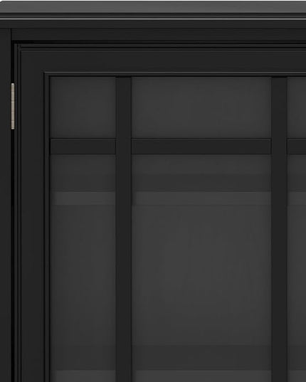 SIMPLIHOME Connaught Low Storage Cabinet, 46 inch, Black - LeafyLoom