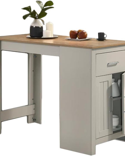 NicBex 23Inch Rectangular Dining Table,Counter Height Kitchen Table with Cabinet and Drawer Storage for 2 to 4,Small Dining Room Table for Kitchen,Meeting Room and Living Room,Space-Saving,Light Gray - LeafyLoom
