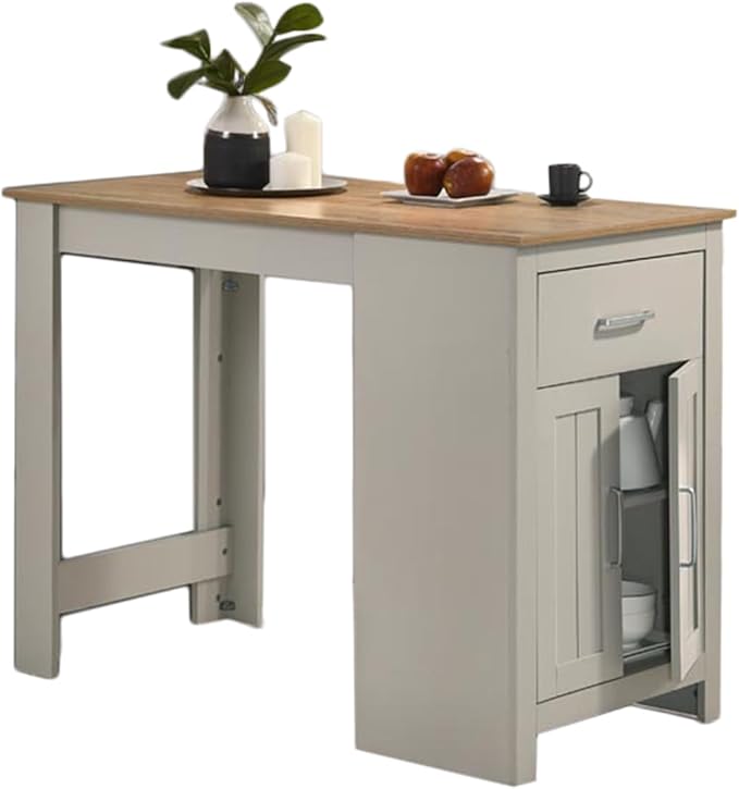 NicBex 23Inch Rectangular Dining Table,Counter Height Kitchen Table with Cabinet and Drawer Storage for 2 to 4,Small Dining Room Table for Kitchen,Meeting Room and Living Room,Space-Saving,Light Gray - LeafyLoom