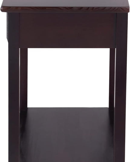 Casual Home Night Owl Nightstand with USB Ports-Espresso - LeafyLoom