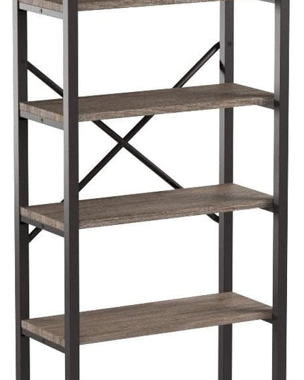 HOMBAZAAR Bookshelf, 6-Tier Vintage Industrial Book Shelf, Rustic Wood and Metal Bookcase and Bookshelves, Free Standing Storage Large Bookshelf for Living Room, Bedroom and Kitchen, Grey Oak - LeafyLoom