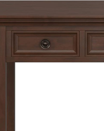 SIMPLIHOME Amherst SOLID WOOD Transitional 54 Inch Wide Desk in Russet Brown, For the Office Desk, Writing Table, Workstation and Study Table - LeafyLoom