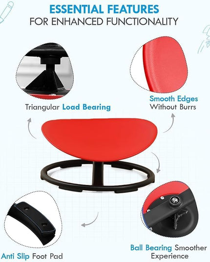 Giggle & Play Kids Swivel Chair, Sensory Spinning Chair, Body Balance Physical Therapy Equipment, Autism Swivel Chair, Montessori Carousel Spinning Toy Chair - 360° Sit and Spin (Red) - LeafyLoom