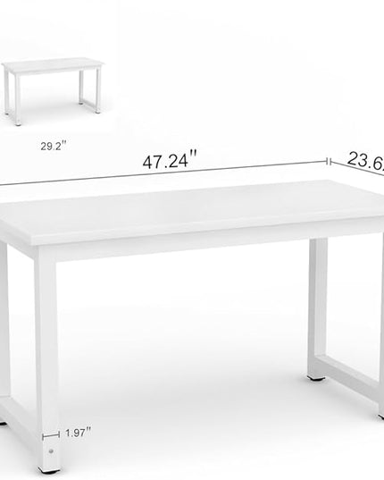 Tribesigns Modern Simple Computer Desk, 47 inch Office Desk Computer Table, Study Writing Study Desk for Home Office, White - LeafyLoom