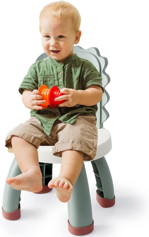 Toddler Chair,Plastic Kids Dino Chair,Sturdy Durable and Lightweight Toddler's Activity Chairs,Anti-Slip Ergonomic Design kids step stool,Indoor or Outdoor Use for Boys Girls Aged 1+ (Green) - LeafyLoom