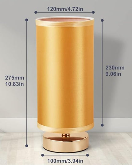 Table Lamp, Bedside Nightstand Lamp, Simple Desk Lamp, Cylinder Table Lamp for Bedroom Living Room Office Study, Golden Shade and Base - LeafyLoom