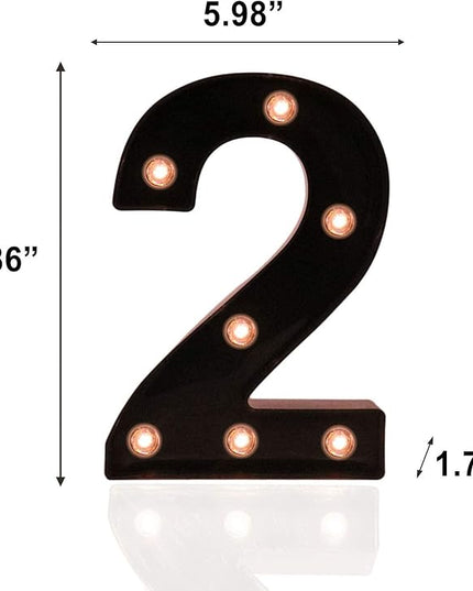 Light Up Black Alphabet Marquee Number Sign LED Marquee Number Lights Sign for Night Light Home Bar Christmas Lamp Birthday Party Wedding Decoration 2 - LeafyLoom