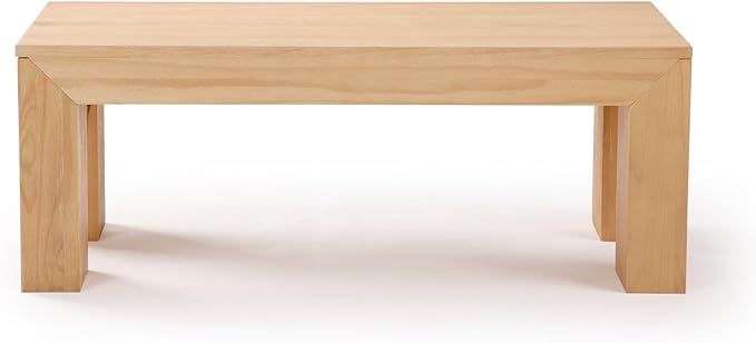 Plank+Beam Modern Rectangular Coffee Table, Solid Wood, 40 Inch, Rectangle Coffee Table for Living Room, Mini Center Tables for Small Spaces, Small Living Space Tea Table, Blonde Wirebrush - LeafyLoom